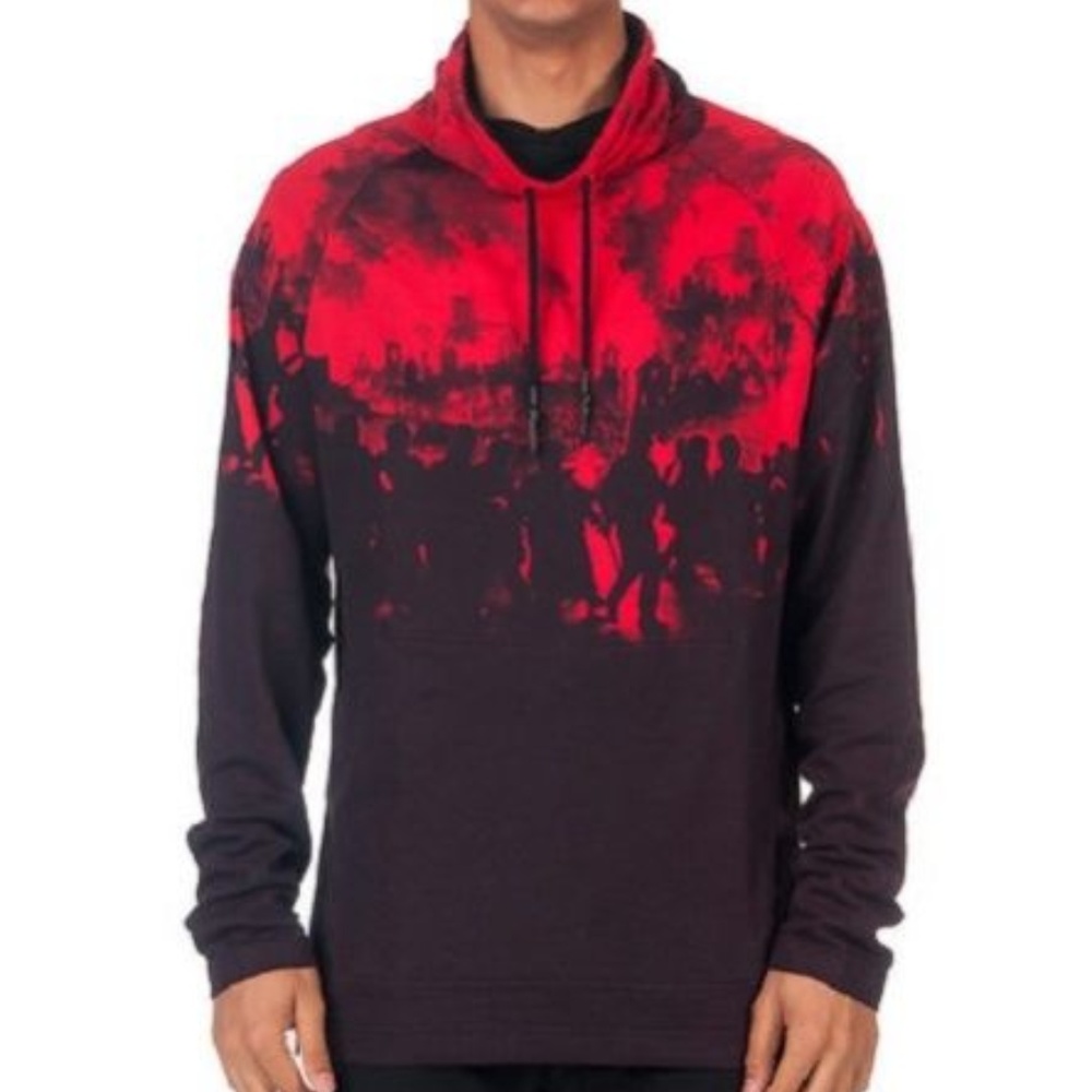 AKOO World Ablaze Red & Black High Neck Hoodie